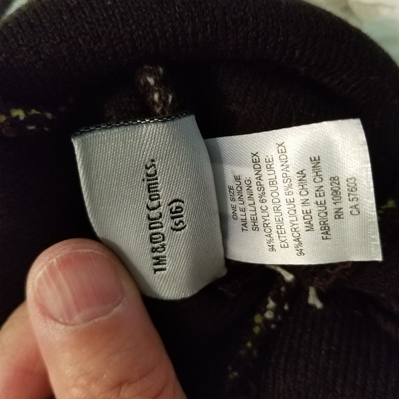 Batman Black, Yellow and White Winter Baby Hat. - Picture 3 of 4